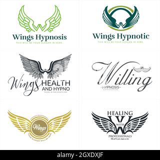 Set of vector wings logo design Stock Vector