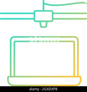 3d printed laptop gradient vector icon for dark theme Stock Vector ...