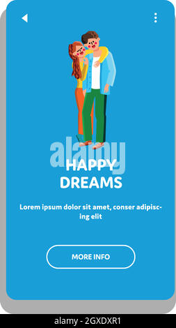 Happy Dreams Young Family Man And Woman Vector Stock Vector