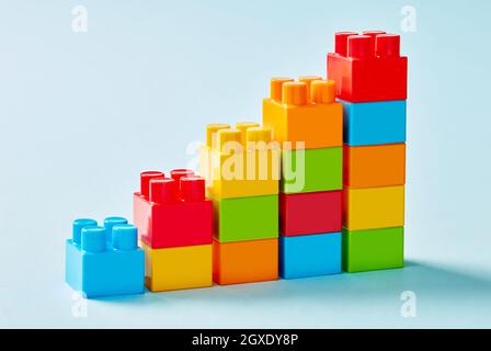 Multi-colored toy blocks chart Stock Photo