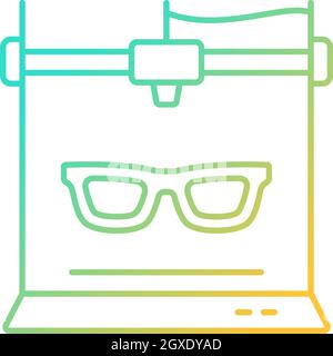 3d printed glasses gradient linear vector icon Stock Vector