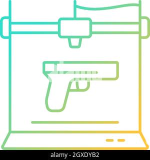 3d firearms printing gradient linear vector icon Stock Vector