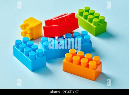 Plastic toy blocks Stock Photo