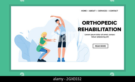 Orthopedic Rehabilitation And Exercising Vector Flat Illustration Stock Vector