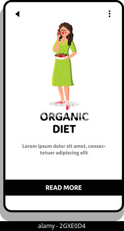 Healthy Organic Diet Nutrition Eating Woman Vector Stock Vector