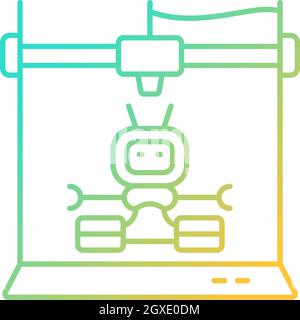 3d robots printing gradient linear vector icon Stock Vector