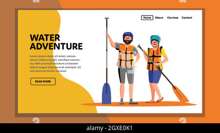 Water Adventure Tourists Sport Equipment Vector Illustration Stock Vector