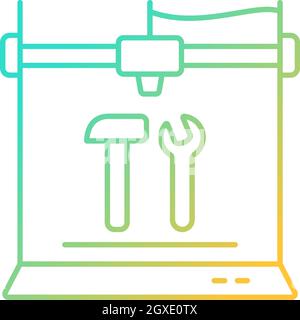 3d printed tools gradient linear vector icon Stock Vector