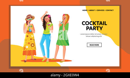 Cocktail Party In Dance Night Club Leisure Vector Stock Vector