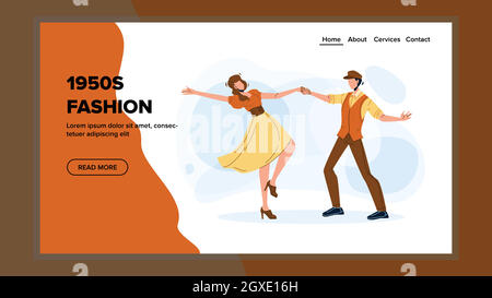 1950s Fashion Dancing Party Leisure Time Vector Stock Vector