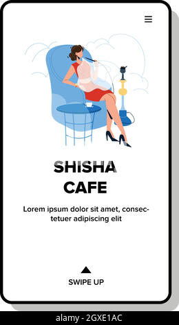 Shisha Cafe Relaxing And Smoking Woman Vector Stock Vector