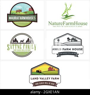 Set of badge farmhouse nature logo design  Stock Vector