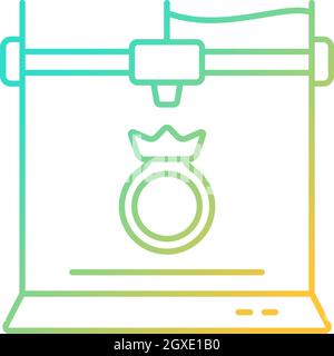 3d jewelry printing gradient linear vector icon Stock Vector