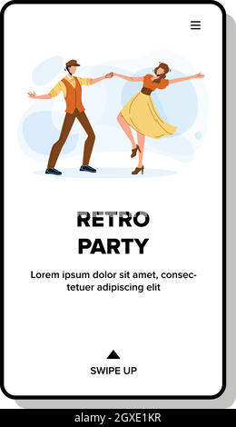 Retro Party Dancing Young Man And Woman Vector Stock Vector