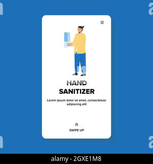 Hand Sanitizer Using Man For Palm Hygiene Vector Stock Vector