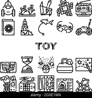 Toy And Children Game Collection Icons Set Vector Stock Vector
