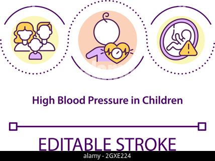 High blood pressure in children concept icon Stock Vector