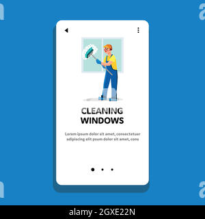 Cleaning Windows Man Professional Service Vector illustration Stock Vector