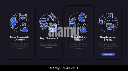 High blood pressure causes onboarding mobile app page screen Stock Vector