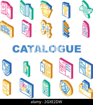 Catalog And Booklet Collection Icons Set Vector Stock Vector