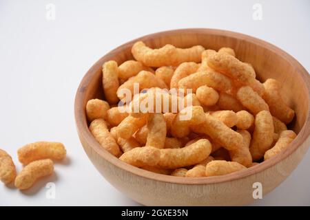 Israeli famous snack Bamba - made of peanut butter. Peanut Flips or peanut puffs Stock Photo