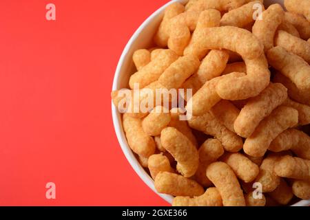 Israeli famous snack Bamba - made of peanut butter. Peanut Flips or peanut puffs Stock Photo