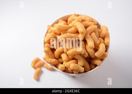 Israeli famous snack Bamba - made of peanut butter. Peanut Flips or peanut puffs Stock Photo