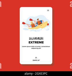 Vacation Summer Extreme In Kayak On River Vector Stock Vector