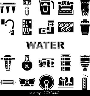 Water Treatment Filter Collection Icons Set Vector Stock Vector
