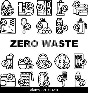 Zero Waste Products Collection Icons Set Vector Stock Vector