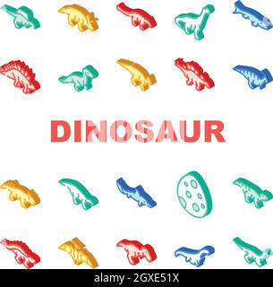 Dinosaur Wild Animal Collection Icons Set Vector Stock Vector