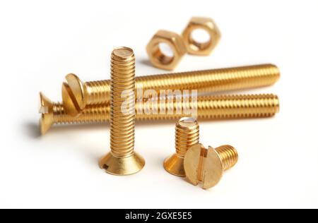 Bolts and nuts isolated on white background Stock Photo