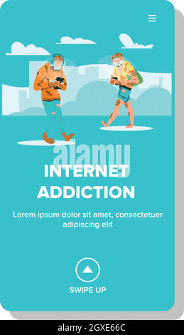 Internet Addiction And Humanity Degradation Vector Illustration Stock Vector