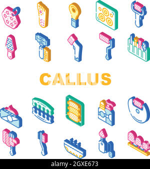 Callus Remover Tool Collection Icons Set Vector Stock Vector