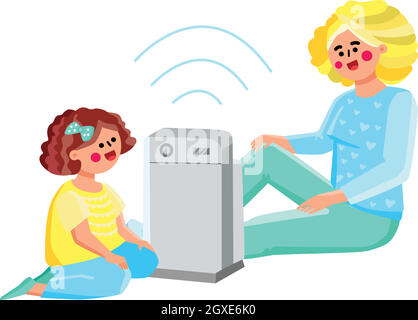 Air Purifier Cleaning And Wetting Gadget Vector Stock Vector