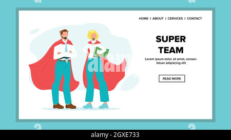 Super Team Businessman And Businesswoman Vector Illustration Stock Vector