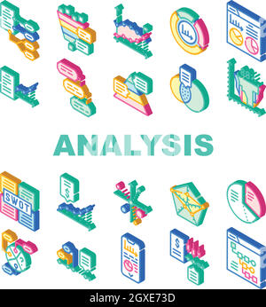 Data Analysis Diagram Collection Icons Set Vector Stock Vector