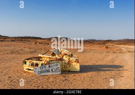 Old car in the sand of the Namib Desert, at Solitaire, Namibia, Africa Stock Photo