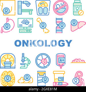 Oncology Examination Collection Icons Set Vector Illustrations Stock Vector