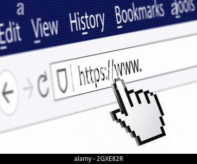 Close-up of computer screen with http:// address bar and web browser Stock Photo