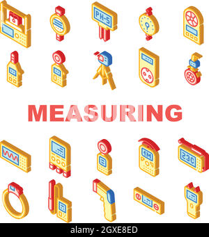 Measuring Equipment Collection Icons Set isolated illustration Stock Vector