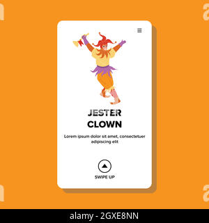 Jester Clown In Funny Carnival Costume Vector Stock Vector