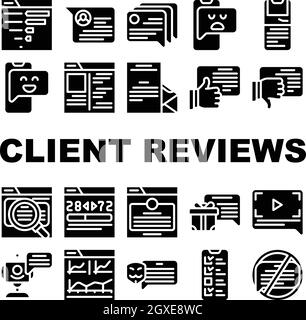 Client Review Feedback Collection Icons Set Vector Stock Vector