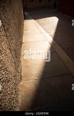 View of beam ligth in Parma city, Italy. High quality photo Stock Photo