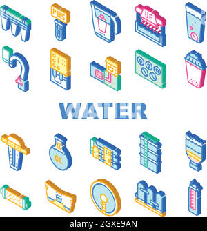 Water Treatment Filter Collection Icons Set Vector Stock Vector