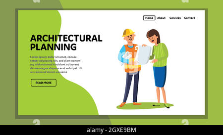 Architectural Planning Architect And Client Vector Illustration Stock Vector