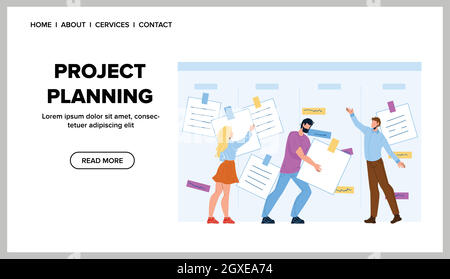 Project Planning And Team Working Strategy Vector Stock Vector