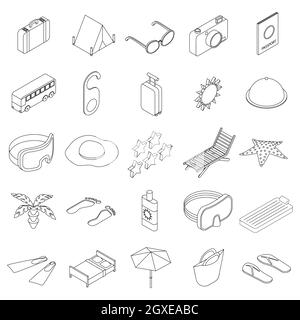 Travel icons set in isometric 3d style isolated on white Stock Photo
