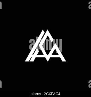 Initial uppercase letter logo AA monogram rounded shape, white color on black background Stock Vector