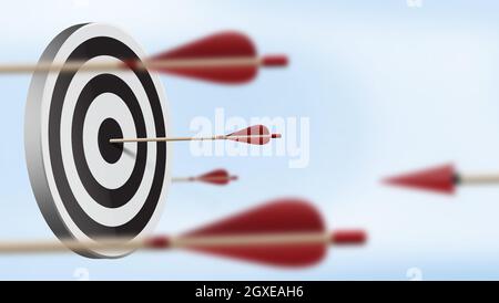 Dartboard and arrows on white background Stock Photo